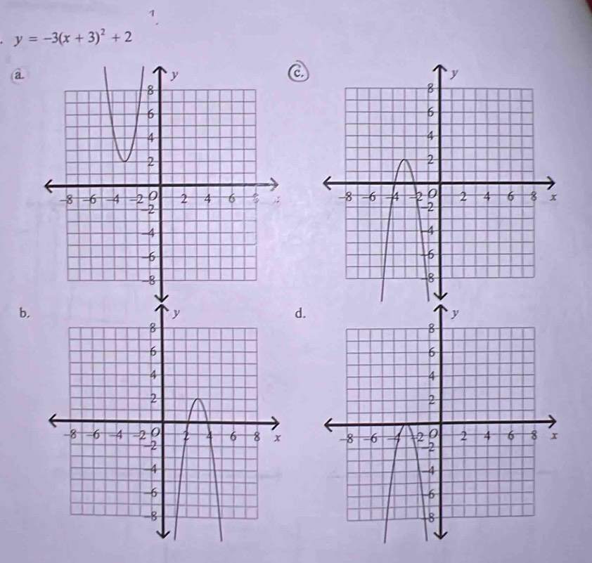 y=-3(x+3)^2+2
a
C

b.
d.