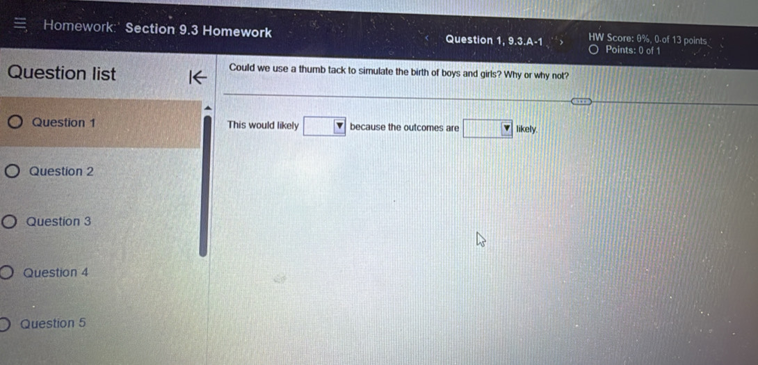 Solved: Homework:' Section 9.3 Homework Question 1, 9.3.A-1 HW Score: 0 ...