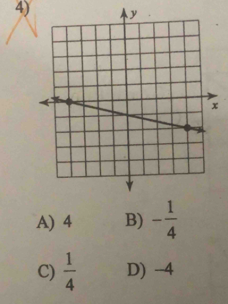 A) 4 B) - 1/4 
C)  1/4  D) --4