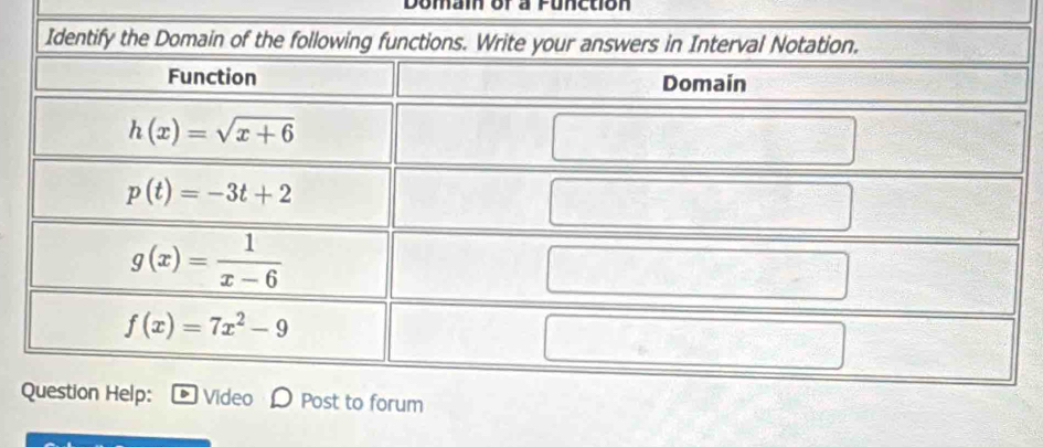 Domai of a Function