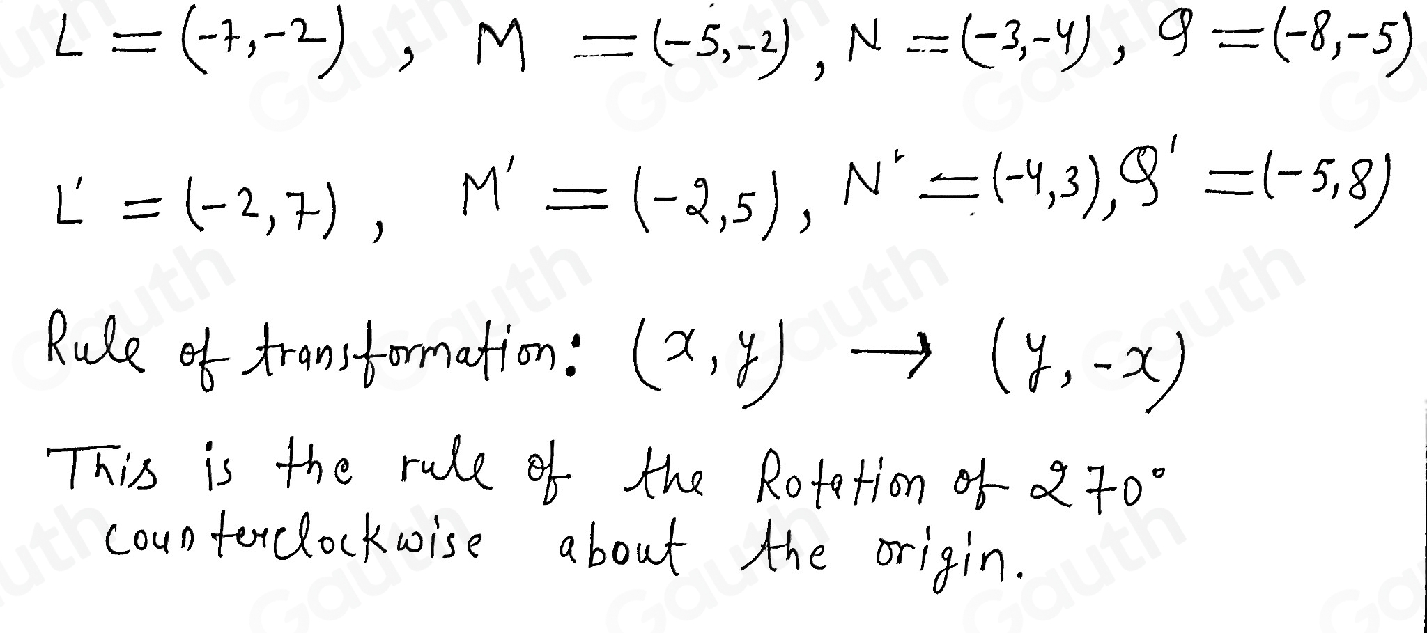 Solved: Sunita performed a transformation on trapezoid LMNQ to create L ...