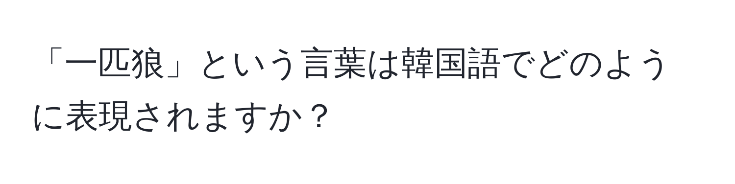 「一匹狼」という言葉は韓国語でどのように表現されますか？