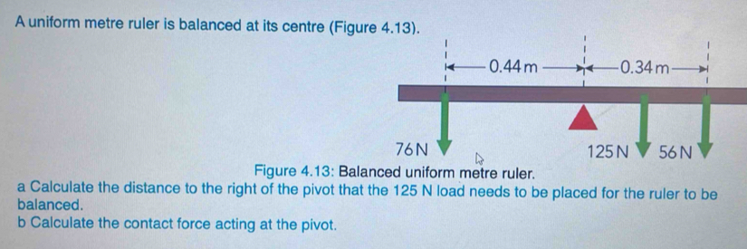 Solved: A uniform metre ruler is balanced at its centre (Figur Figure 4 ...