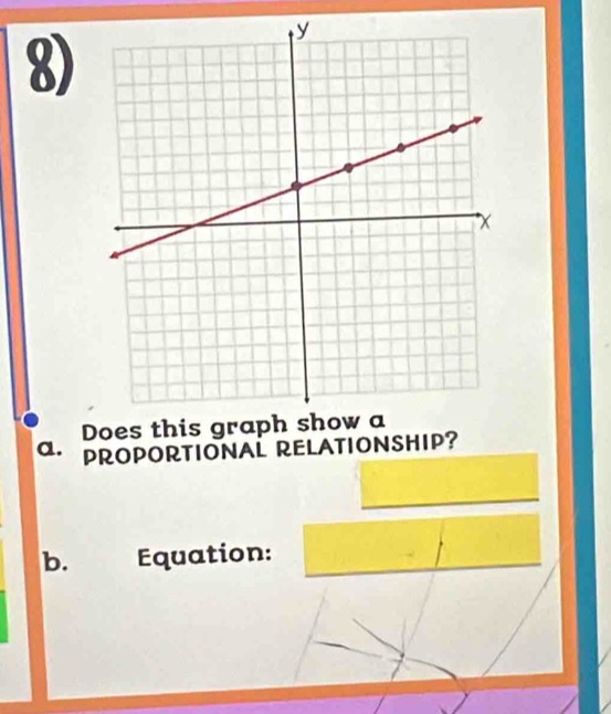 Does 
a. PROPORTIONAL RELATIONSHIP? 
b. Equation: