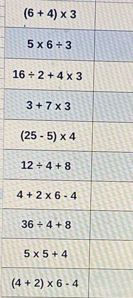 (6+4)* 3
(4+2)* 6-4