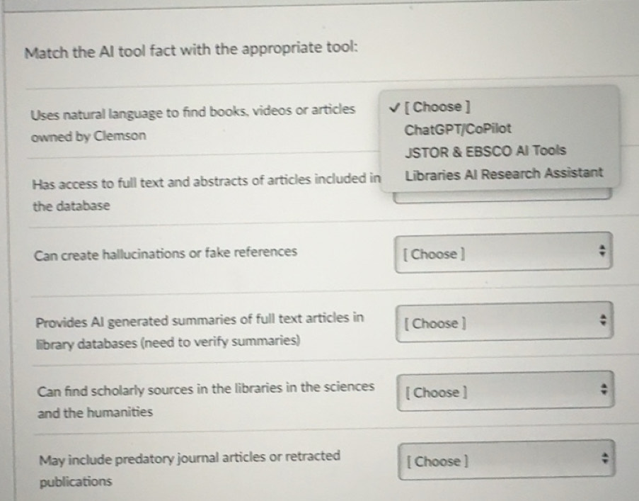Solved: Match the AI tool fact with the appropriate tool: Uses natural ...