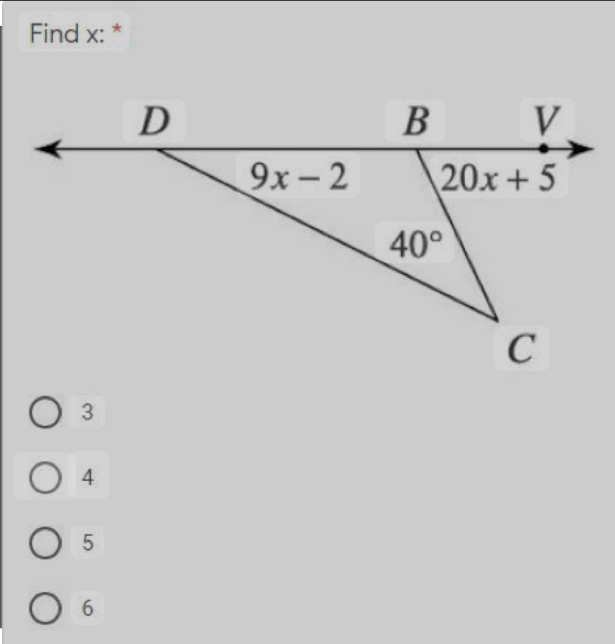 Find x: *
4
5
6