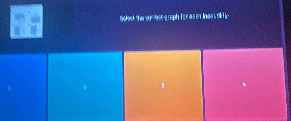 Select the corfect graph for each inequality,