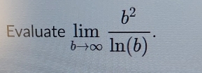 Evaluate limlimits _bto ∈fty  b^2/ln (b) .