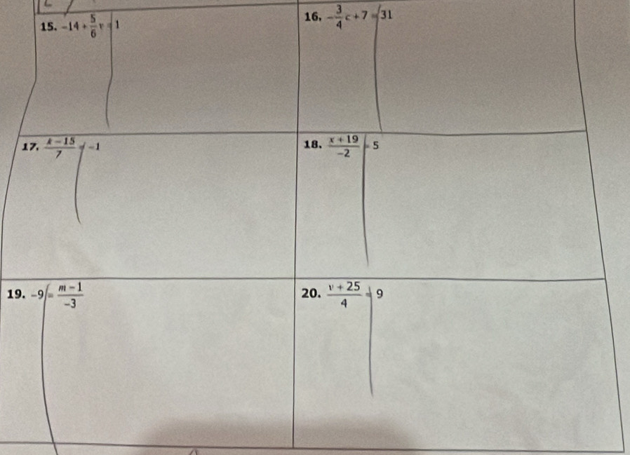 16, - 3/4 c+7=31
19