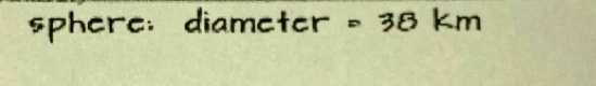 sphere: diameter =38km