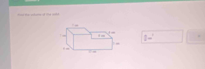 Fird the volume of the solid.
□ ='