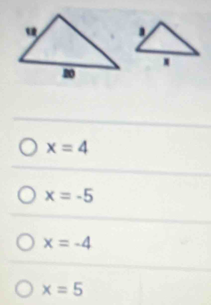 x=4
x=-5
x=-4
x=5