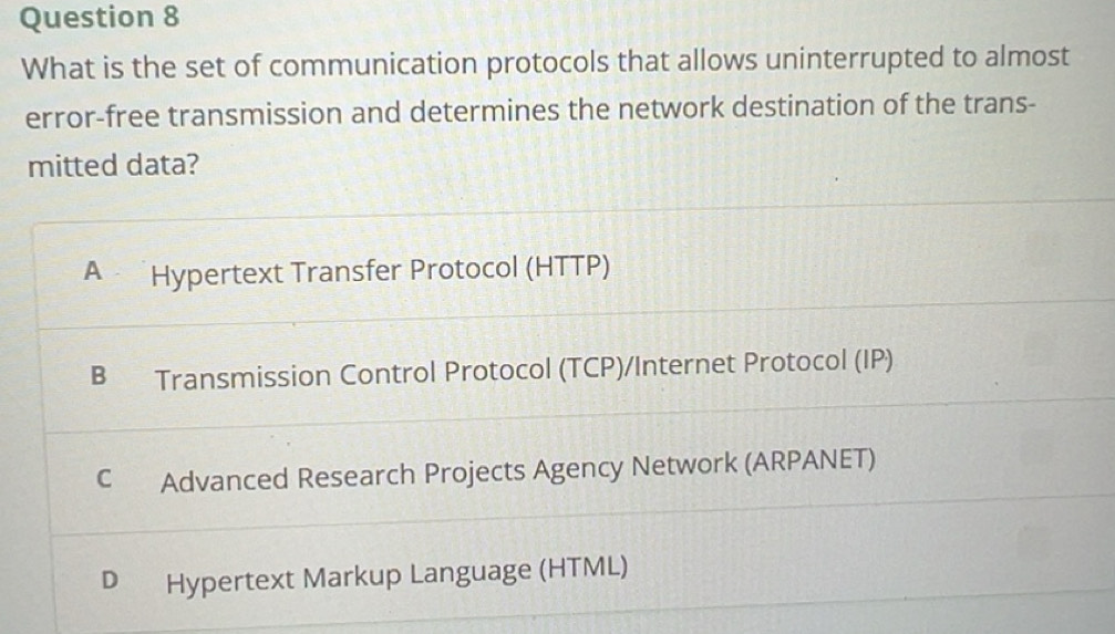 Solved: What is the set of communication protocols that allows ...