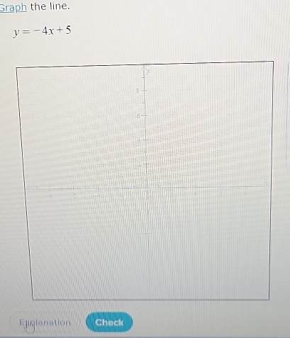 Graph the line.
y=-4x+5
Egiglanation Check