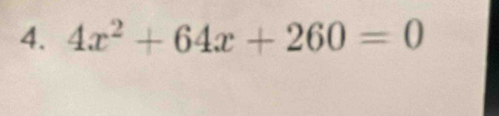 4x^2+64x+260=0