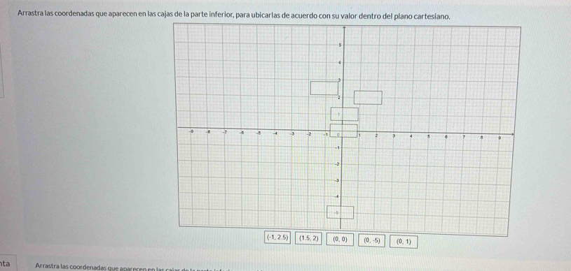 ta  Arrastra las coordenadas que a par ecen en las