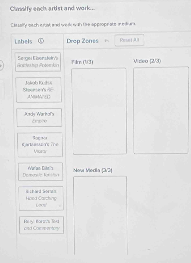 Solved: Classify each artist and work... Classify each artist and work ...