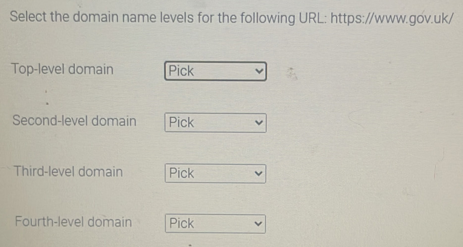 Solved: Select the domain name levels for the following URL: https ...
