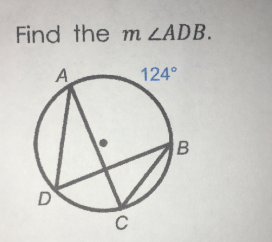 Find the m ∠ ADB