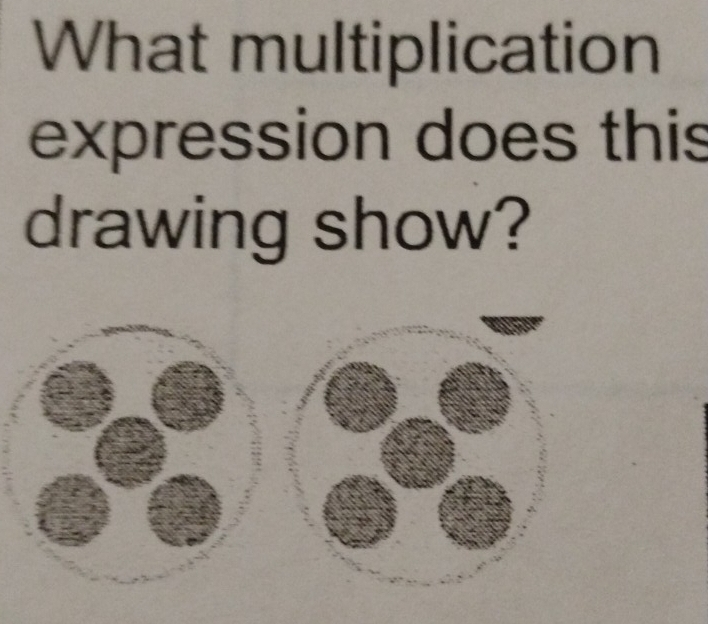 What multiplication 
expression does this 
drawing show?