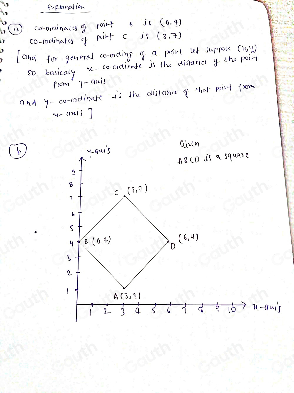 Solved: te down the coordinates of nts B and C. pe ABCD is a square. e ...