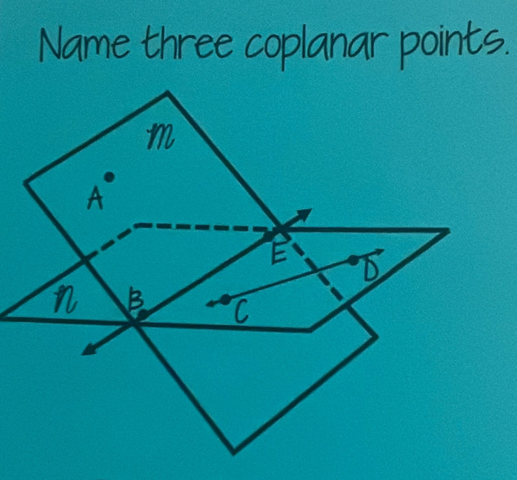 Name three coplanar points.