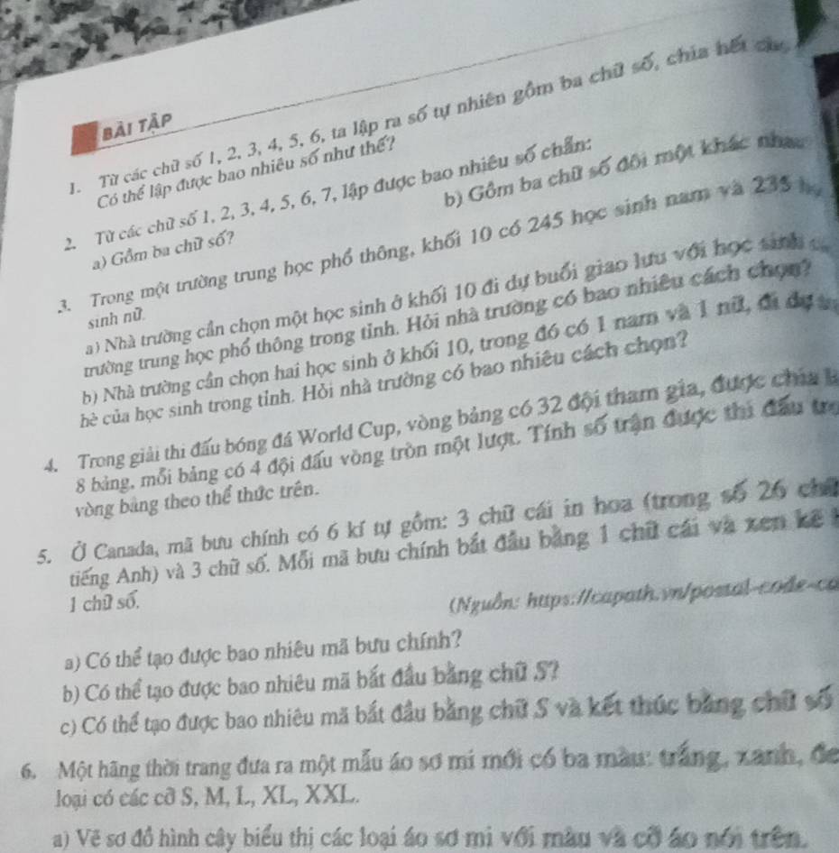 Giải quyết:Từ các chữ số 1, 2, 3, 4, 5, 6, ta lập ra số tự nhiên gồm ba ...