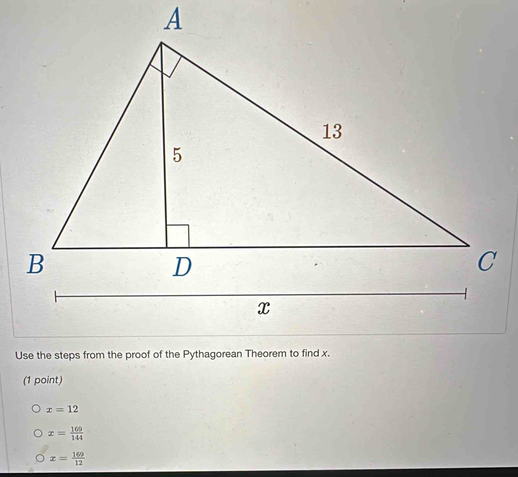 x=12
x= 169/144 
x= 169/12 