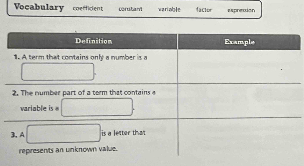 constant variable factor expression