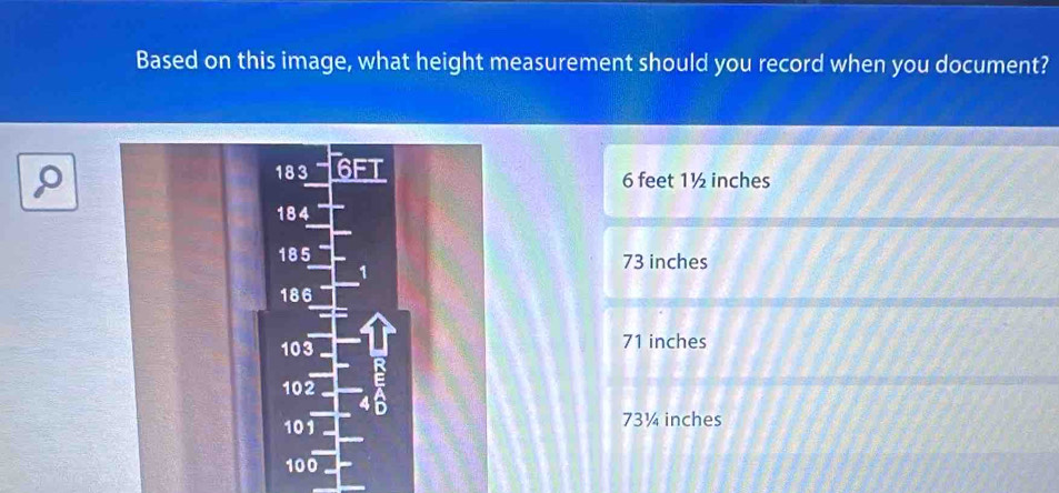 Solved: Based on this image, what height measurement should you record ...