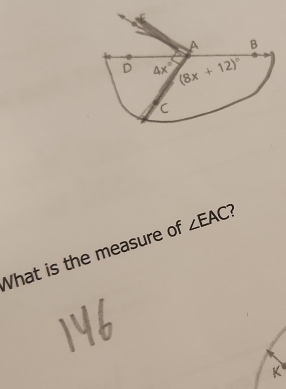 What is the measure of ∠ EAC 2
K