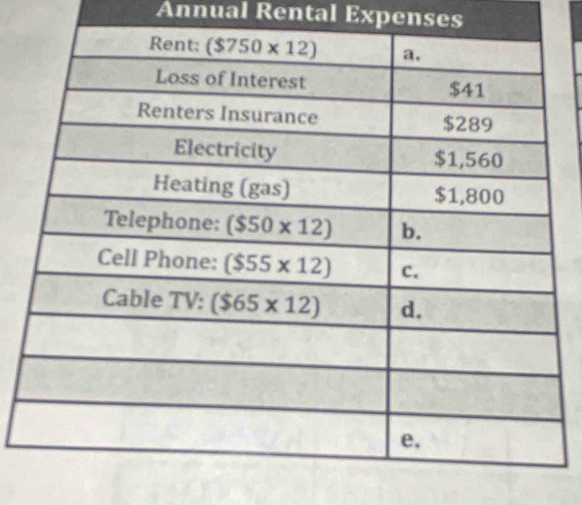 Annual Rental Expenses