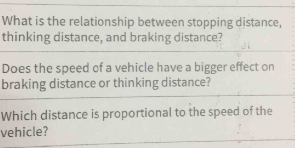 Solved: What is the relationship between stopping distance, thinking ...