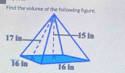 Find the volume of the following figur