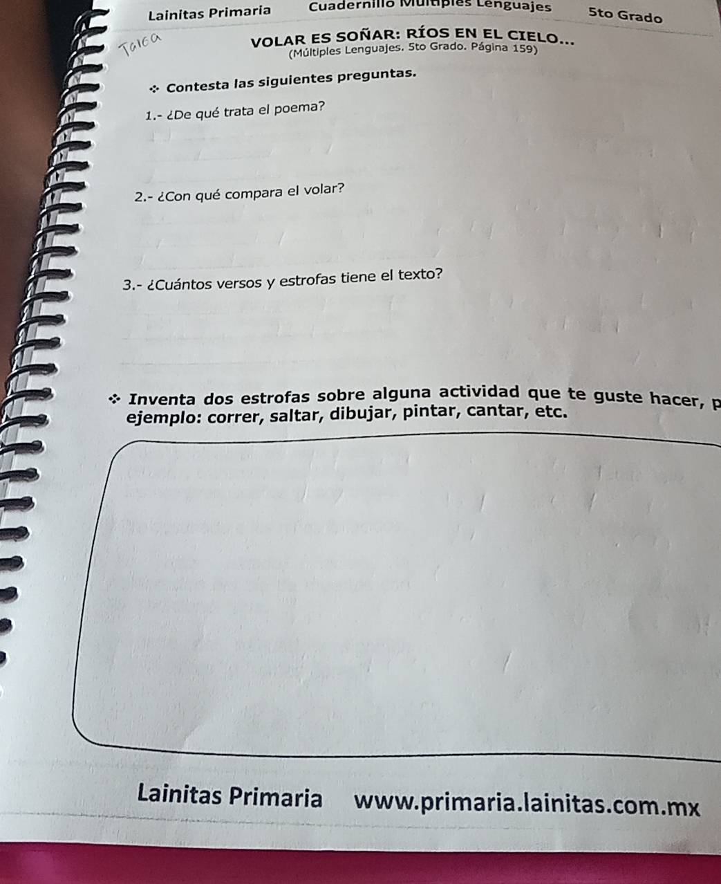 Resuelto:Lainitas Primaria Cuadernillo Multpies Lenguajes 5to Grado ...