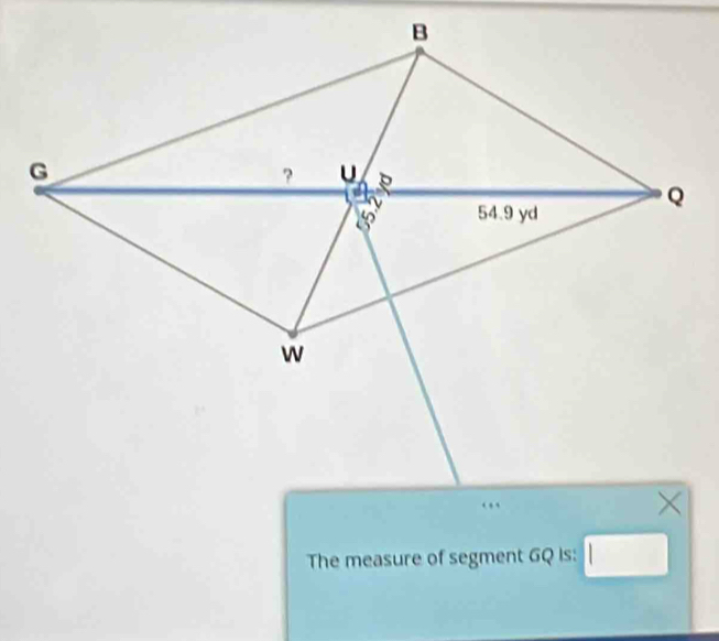 The measure of segment GQ is: □