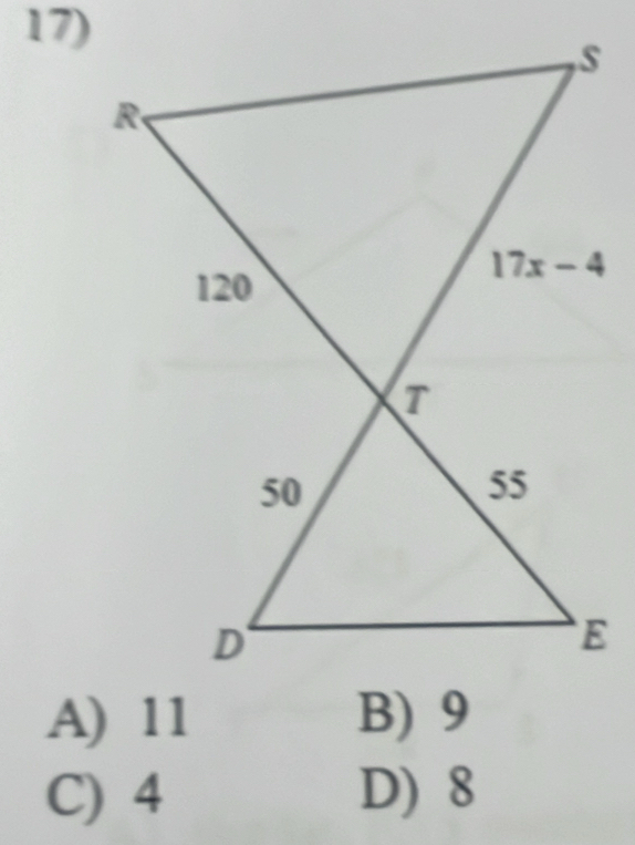 A) 11
C) 4 D) 8