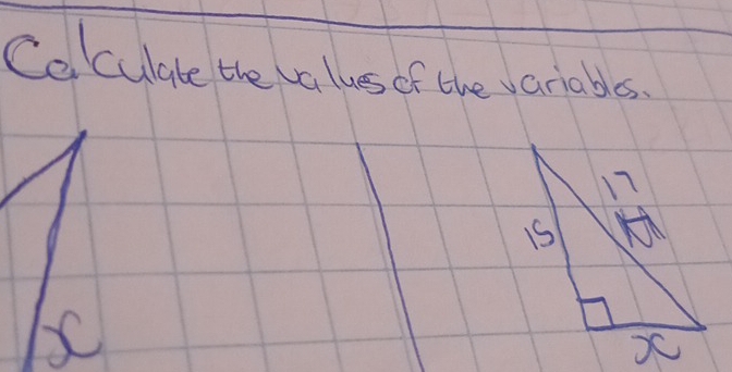 Co culate the valus of the variables.