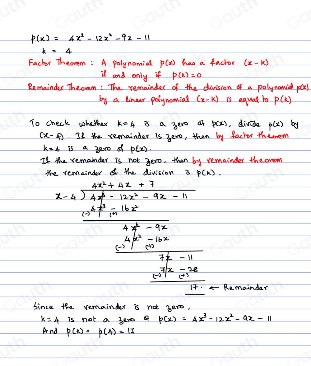 solved-use-synthetic-division-to-determine-if-the-given-value-for-k-is