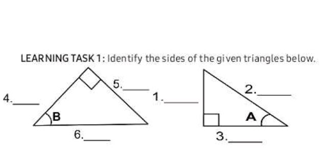 LEARNING TASK 1: Identify the sides of the given triangles below. 
4._