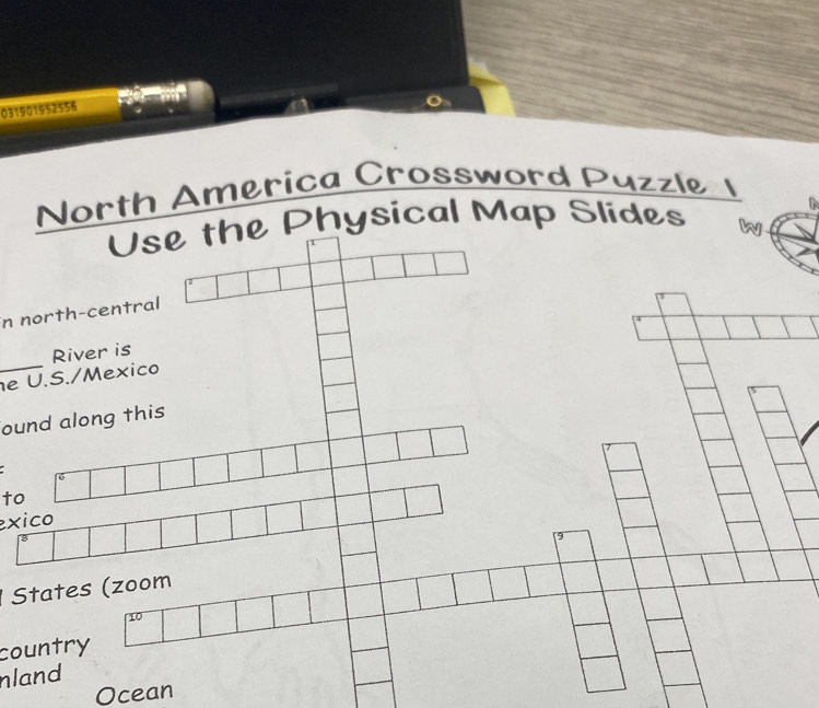 Solved: 031901952556 north america crossword puzzle 1 use the physical map  slides w in north-ce [social science]