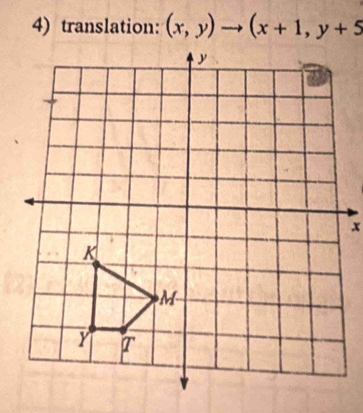 translation: (x,y)to (x+1,y+5