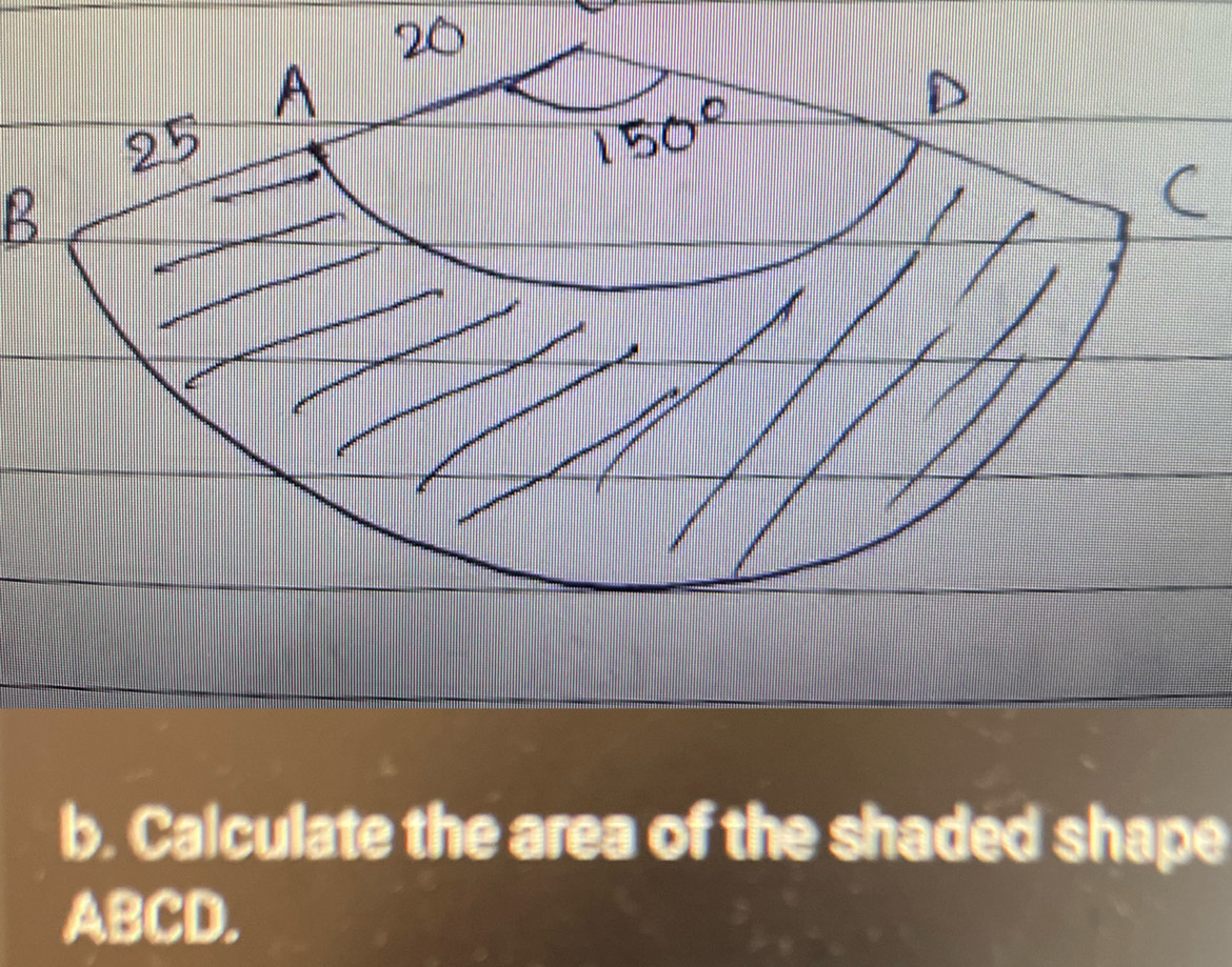 Calculate the area of the shaded shape
ABCD.