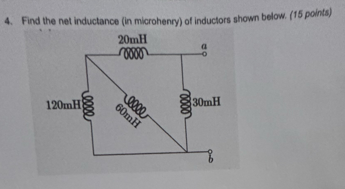 Find the net inductance (in microhenry) of inductors shown below. (15 points)