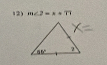 m∠ 2=x+77