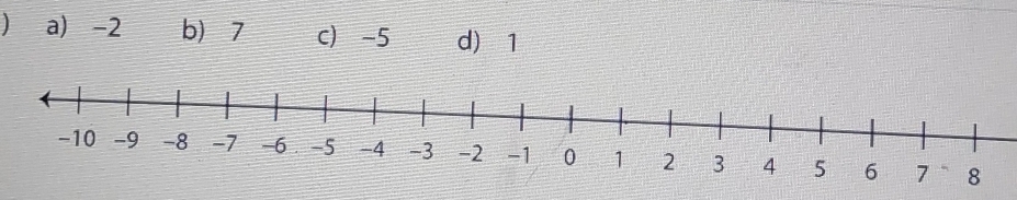 a -2 b 7 c) -5 d) 1