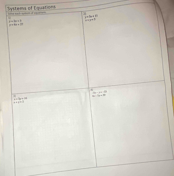 Systems of Equations
S