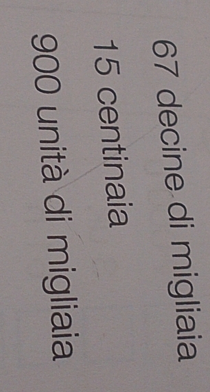 67 decine di migliaia
15 centinaia
900 unità di migliaia