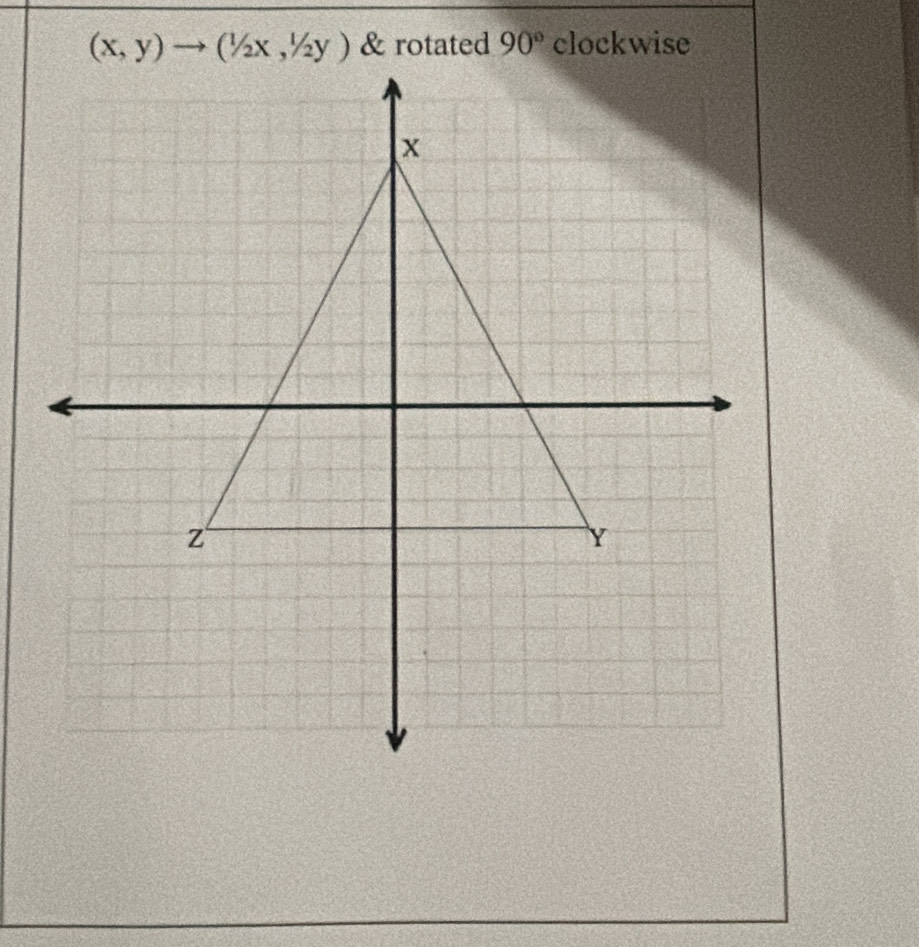 (x,y)to (1/2x,1/2y) & rotated 90° clockwise